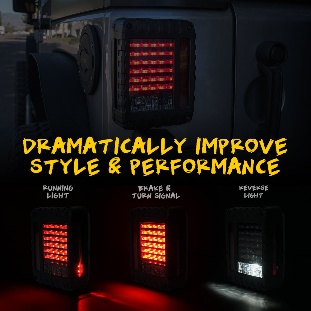 LED Tail Lights for Defender Series Jeep Wrangler JK 07-18