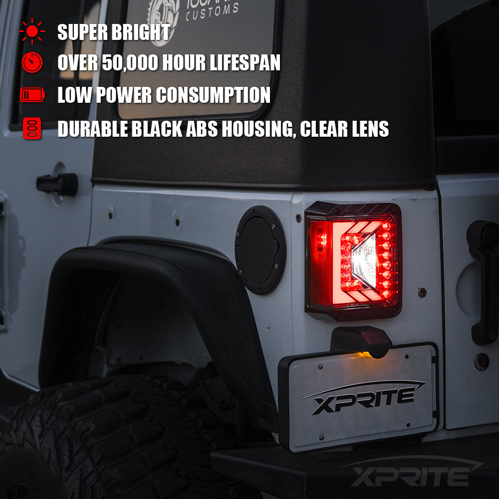 Xprite Rival Series LED Taillights For 2007 - 2018 Jeep Wrangler JK JKU