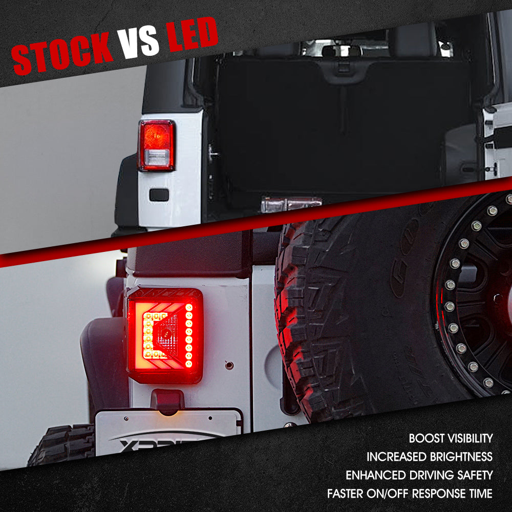 Xprite Rival Series LED Taillights For 2007 - 2018 Jeep Wrangler JK JKU