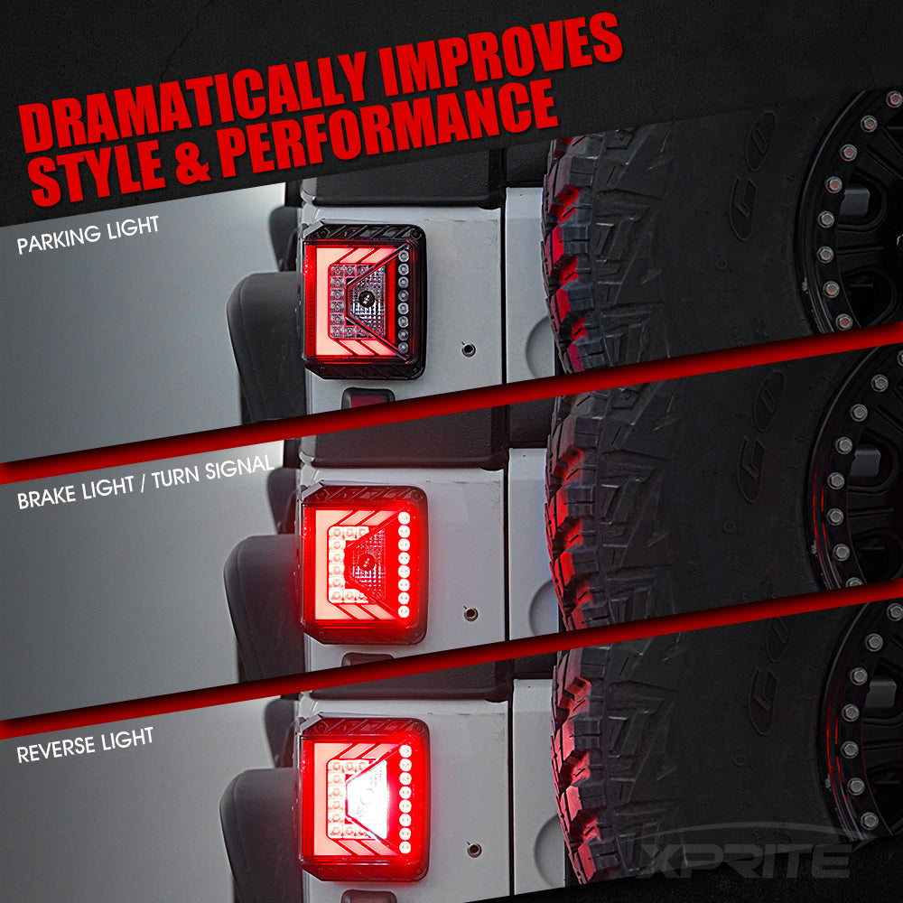Xprite Rival Series LED Taillights For 2007 - 2018 Jeep Wrangler JK JKU