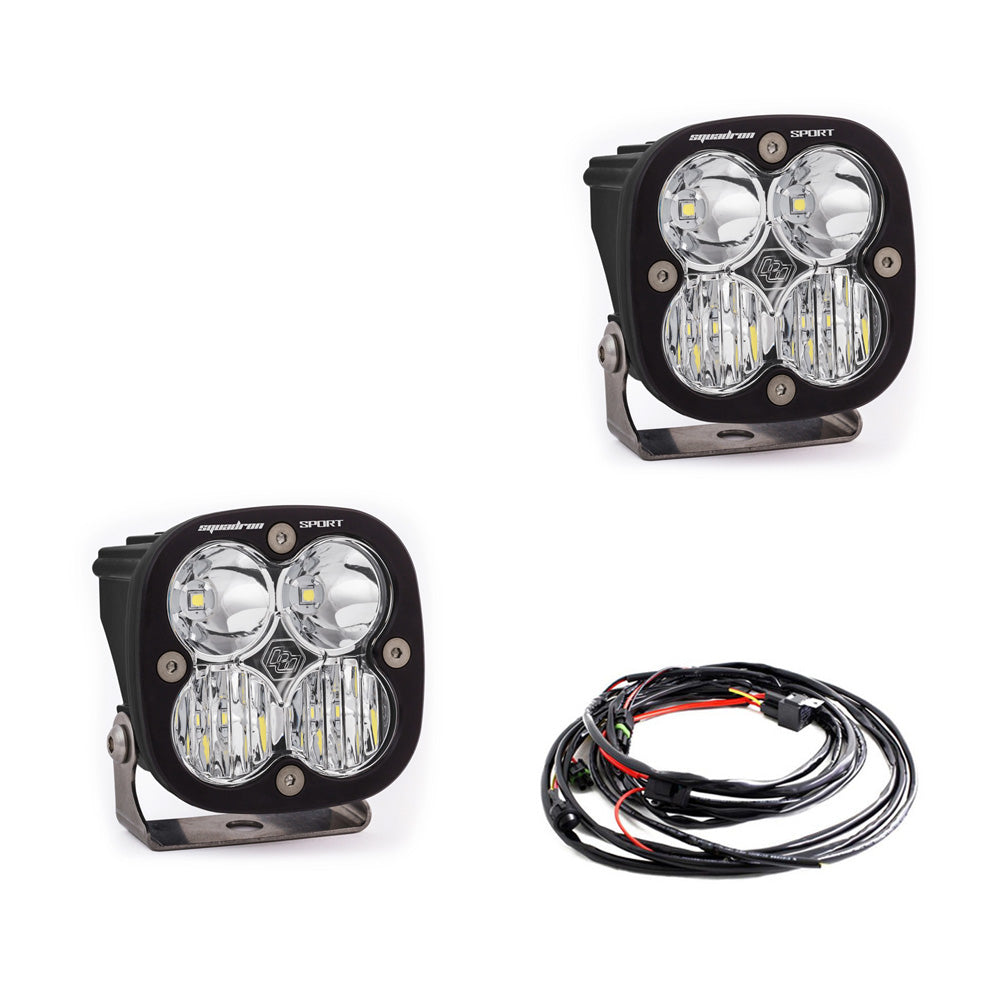 Squadron Sport Black LED Light Pod Pair Driving/Combo, Clear by Baja Designs