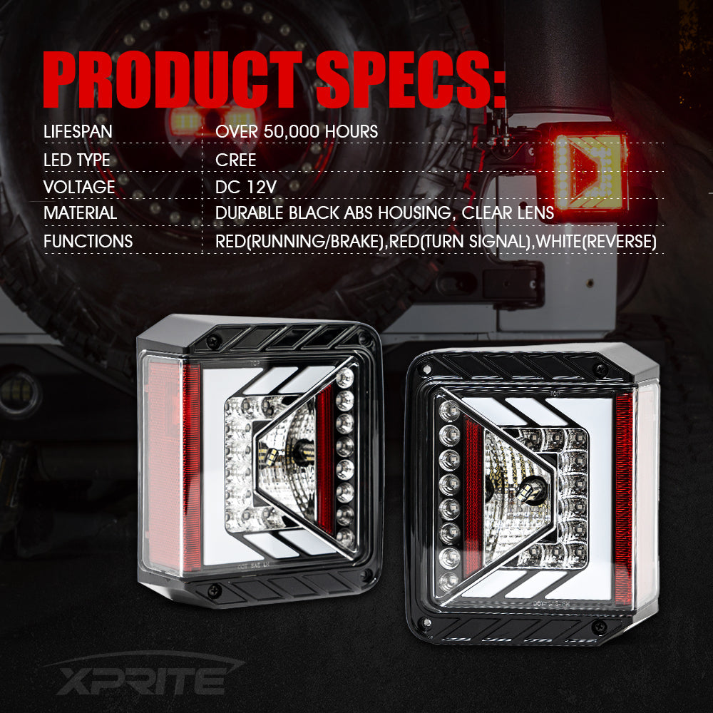 Xprite Rival Series LED Taillights For 2007 - 2018 Jeep Wrangler JK JKU