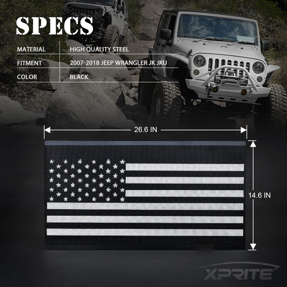 Jeep Grille Insert with American Flag For 2007-2018 Jeep Wrangler JK