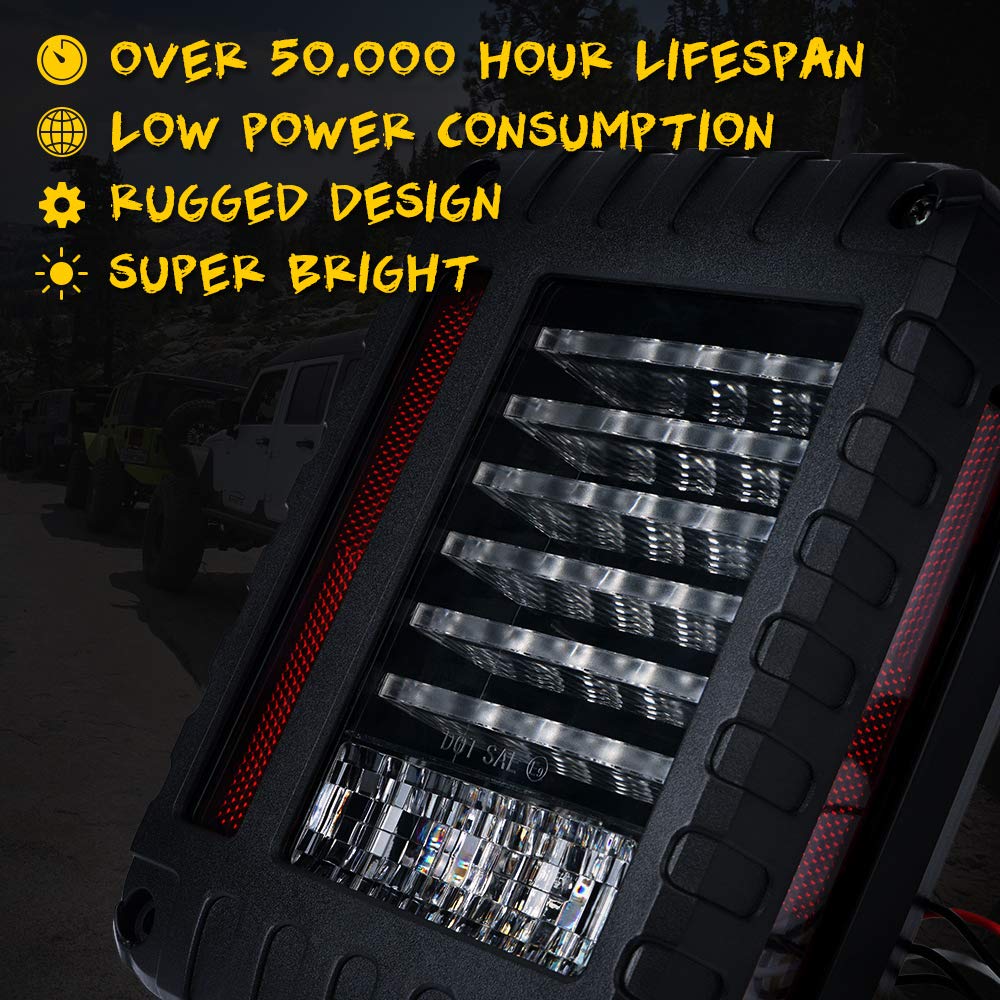 LED Tail Lights for Defender Series Jeep Wrangler JK 07-18