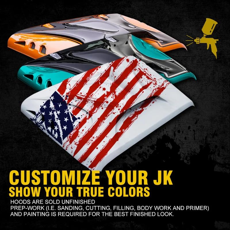 Jeep JK Fiberglass Hood with Scoop Vent | Beast Series