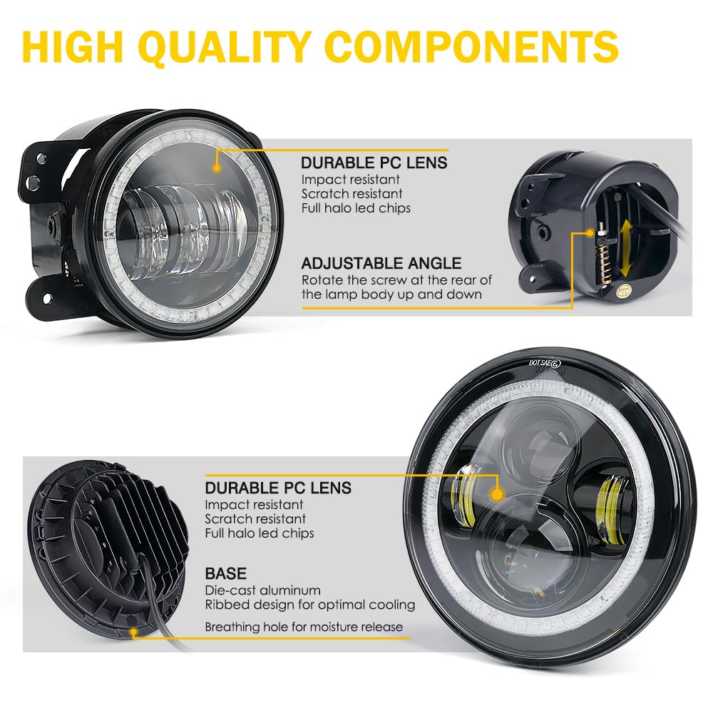7" RGB Headlight & Fog Light With Halo Kit | Aura Series