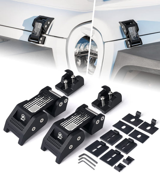 Jeep Wrangler Aluminum Hood Latch with Distressed U.S. Flag