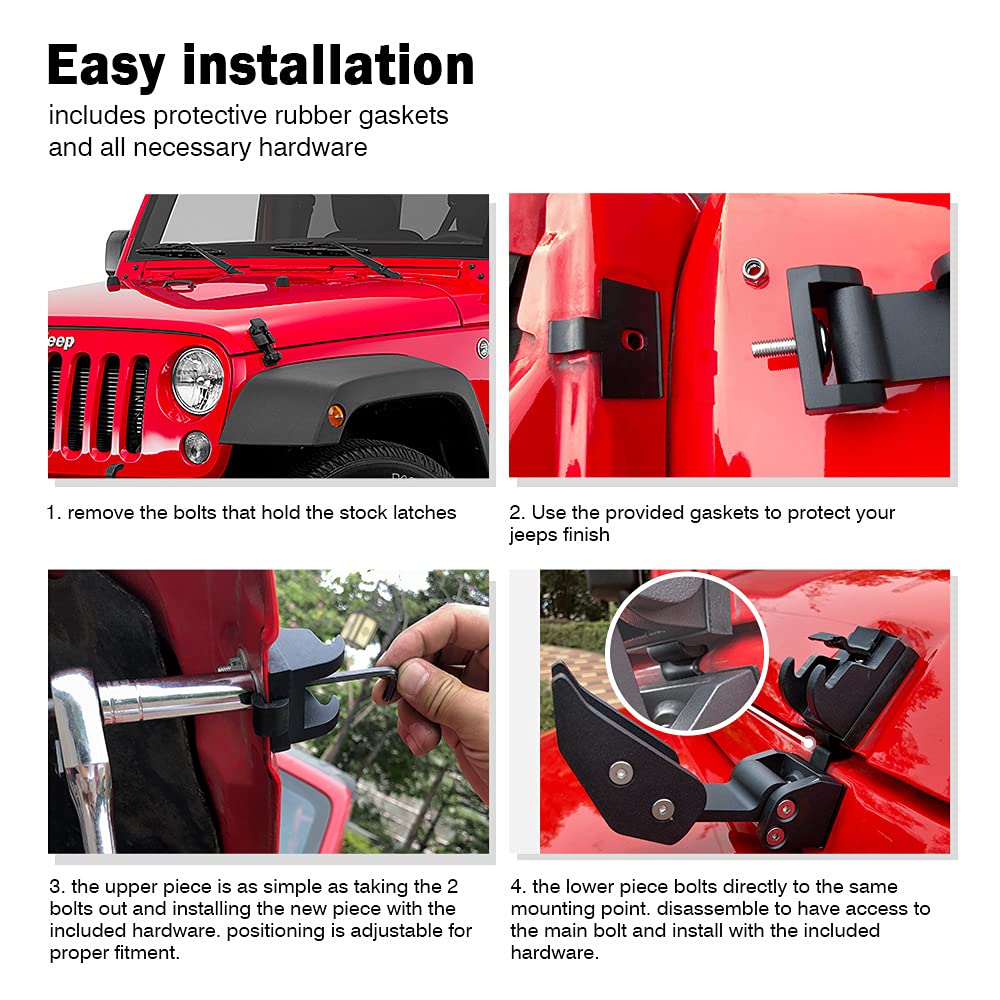 Jeep Wrangler Aluminum Hood Latch with Star