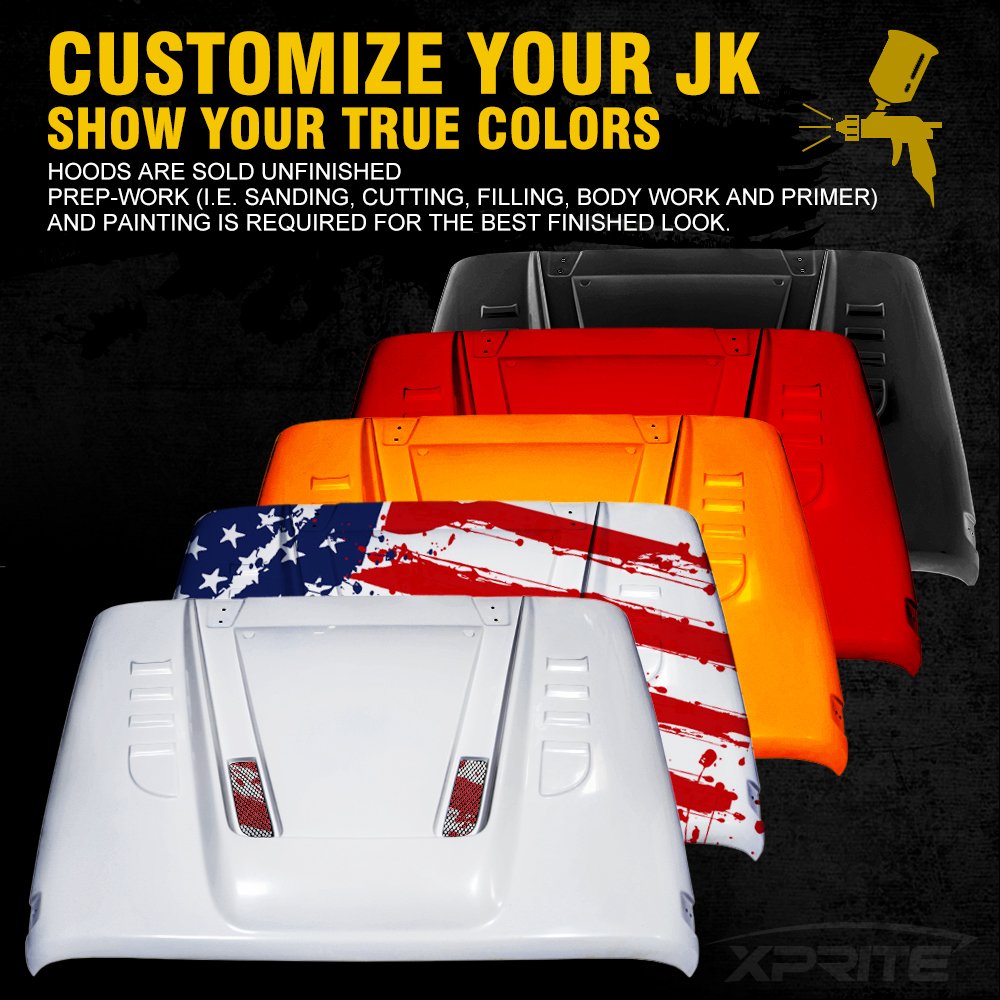 Jeep Wrangler JK Fiberglass Hood | Transformer Series