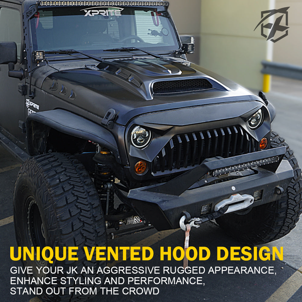 Jeep Wrangler JK Hood with Functional Air Vents | Piranha Series