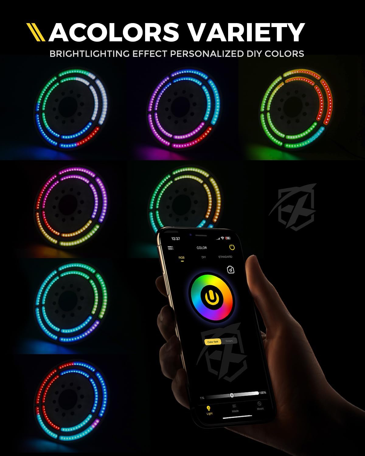 Xprite RGB Spare Tire Brake Light - Dual Ring Rear Wheel Light Compatible with 2007-2018 Jeep Wrangler JK JKU