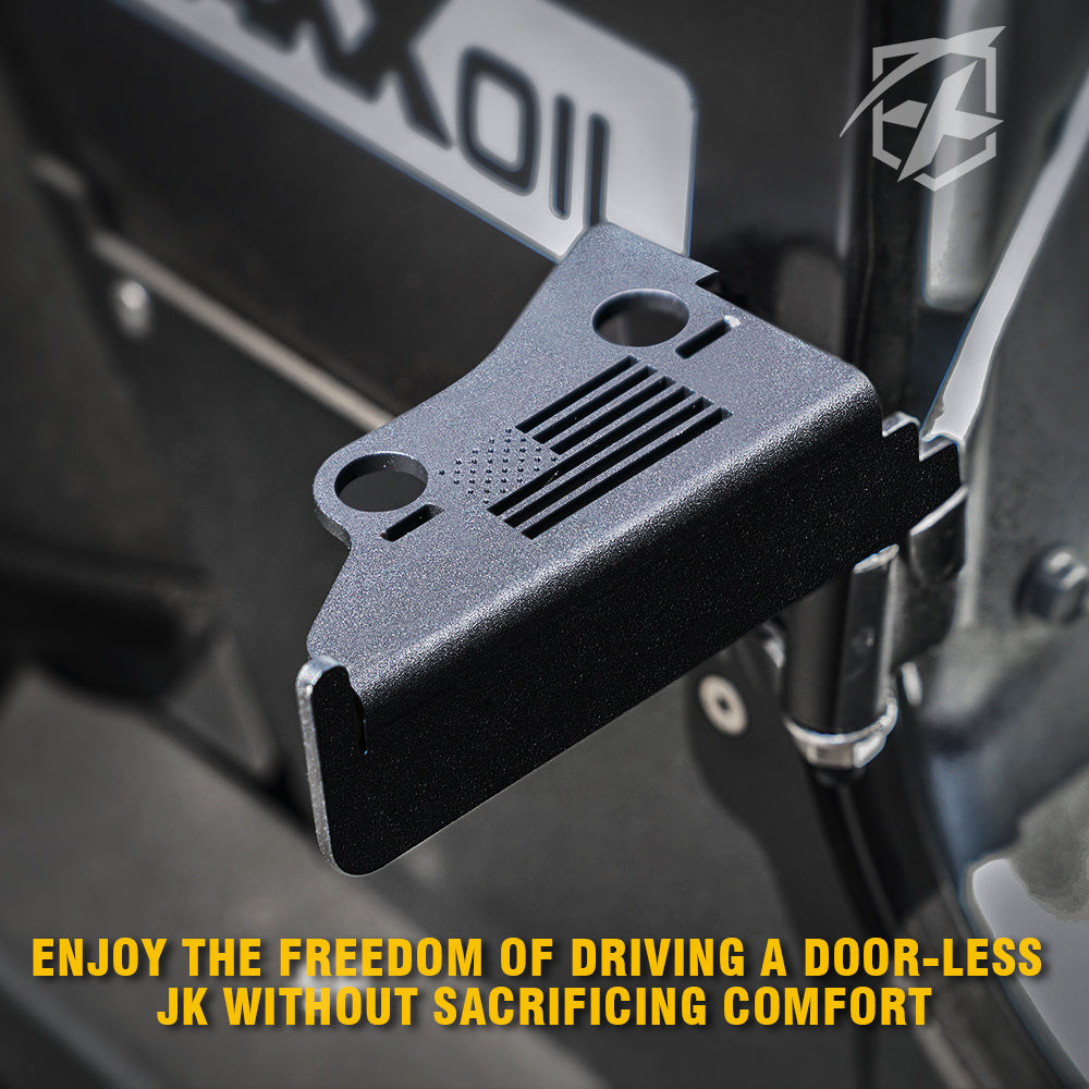 Front Foot Pegs with Jeep Flag Grille for 2007-2018 Jeep Wrangler JK