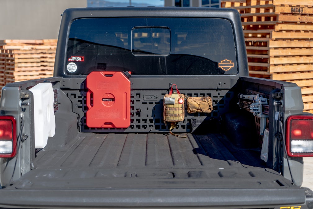 Rugged Jeep Gladiator JT Front Bed MOLLE Panel System for Gear Storage