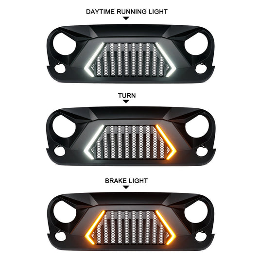 Jeep Grille with Turn Signal Lights for 2007-2018 Jeep Wrangler JK JKU