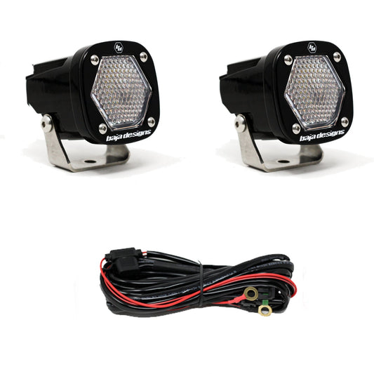 S1 Black LED Light Pod Pair Work/Scene, Clear by Baja Designs