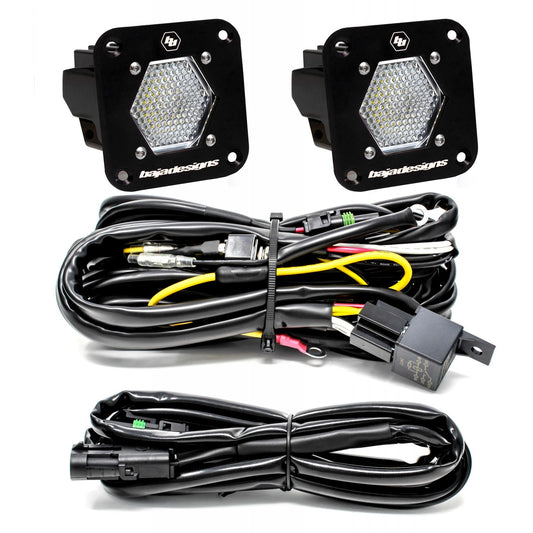 S1 Black Flush Mount LED Light Pod Reverse Kit Work/Scene, Clear by Baja Designs