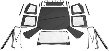 Complete Soft Top Vinyl Black Denim includes Frame & Hardware w/Soft Upper Doors Jeep Wrangler YJ 87-95 by Rampage Products