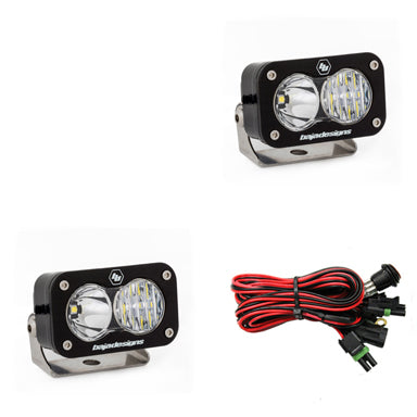 S2 Pro Black LED Light Pod Pair Driving/Combo, Clear by Baja Designs