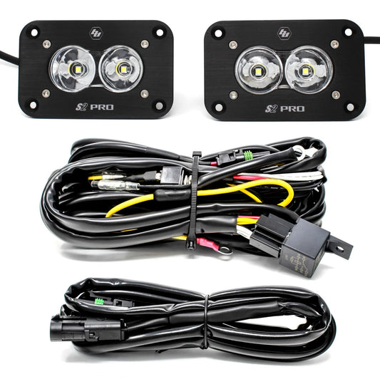 S2 Pro Black Flush Mount LED Light Pod Reverse Kit Work/Scene, Clear by Baja Designs
