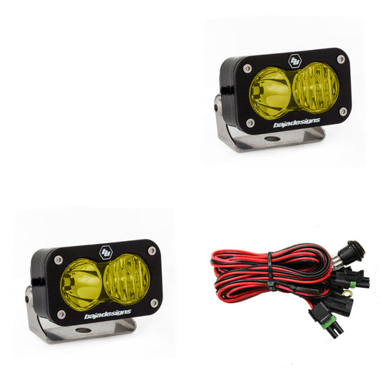 S2 Pro Black LED Light Pod Pair Driving/Combo; Amber by Baja Designs
