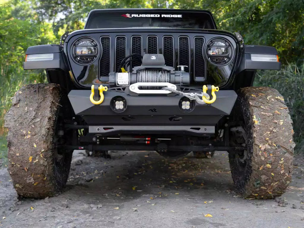 Stubby Front Bumper No Skid Jeep Wrangler, Gladiator 07-24 by Rugged Ridge
