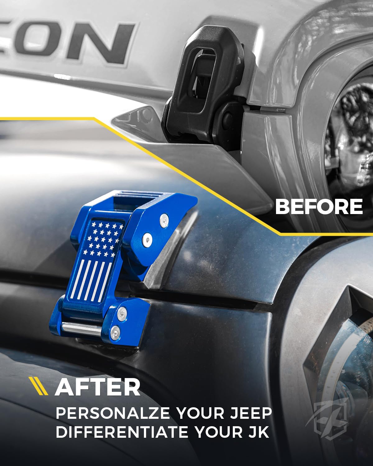 Jeep Wrangler Aluminum Hood Latch with U.S. Flag