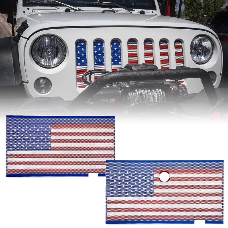 Jeep Grille Insert with American Flag For 2007-2018 Jeep Wrangler JK